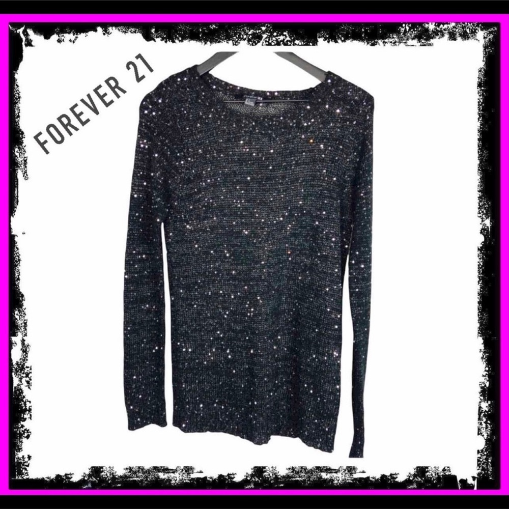 Forever 21 Woman’s Black Loose Knit Sparkle Sweater - Picture 11 of 14